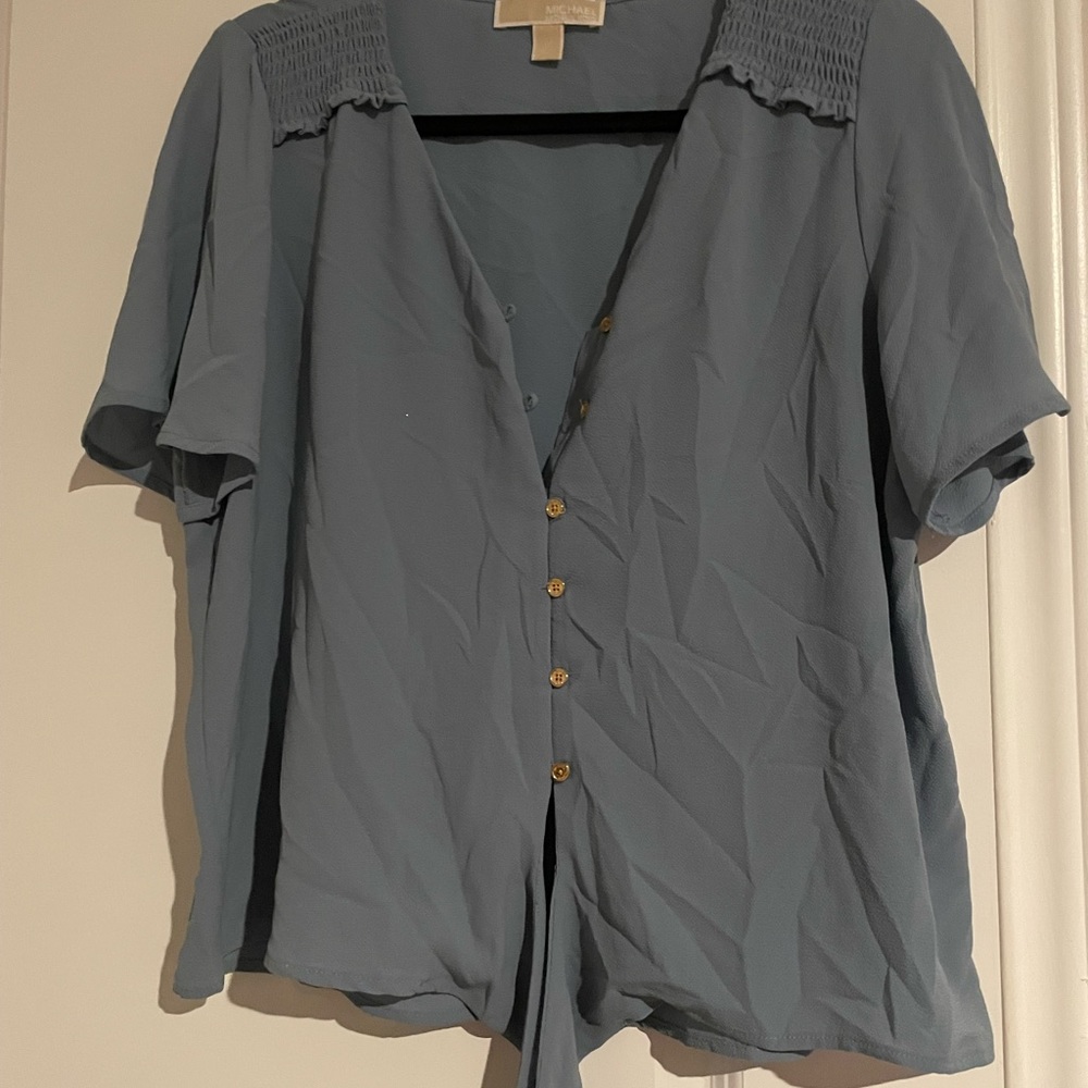 Michael kors blue tied button up